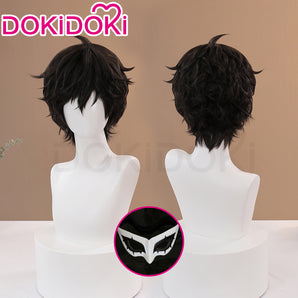【Ready For Ship】DokiDoki Game Cosplay Jorker Amamiyaa Renn Cosplay Wig Short Curly Black Hair/ Mak