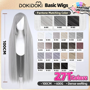 【Ready For Ship】DokiDoki Cosplay Wig Basic Wig Long Straight Black White Silver 100 CM Hair