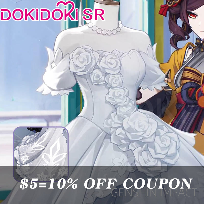 POLL 5 Deposit 10 OFF Coupon DokiDoki SR Game Genshin Impact Cosplay Chiori Costume Wedding Dress