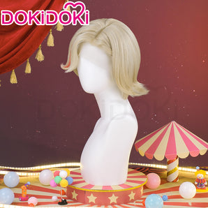 【US LOCAL SHIPPING 】【Front Lace】DokiDoki Game Genshin Impact Cosplay Fontaine Lyney Wig Short Silver Red Highlight