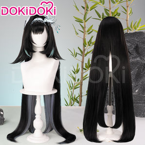 DokiDoki Game Genshin Impact Cosplay Lan Yan Wig Long Straight Black Hair Lanyan