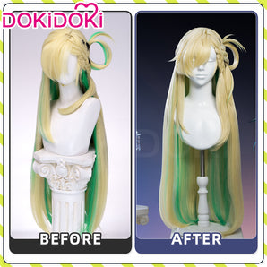 DokiDoki Game Wuthering Waves Cosplay Lynae Wig Long Straight Blonde Green Hightlight Hair