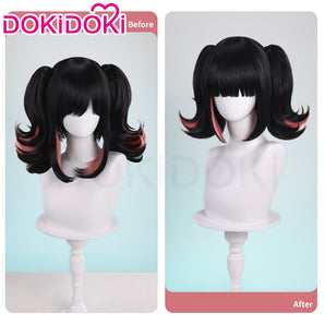 DokiDoki Game Zenless Zone Zero Cosplay Virtual Idol Wig Short Straight Black Pink Double Tail Hair