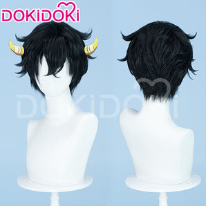 DokiDoki Anime Katekyō Hitman Reborn! Cosplay Wig Ranbo Short Black Hair