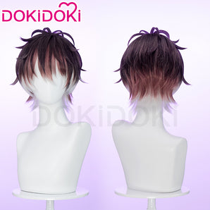 【Ready For Ship】DokiDoki Game Anime Diabolik Lovers Cosplay Mukami Ruki Wig Short Straight Brown Purple Hair