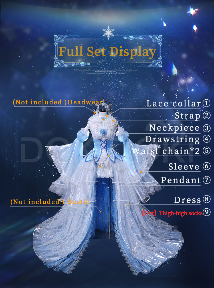 DokiDoki-R Anime Cosplay Costume Blue White Dress Crystal Dress Ver dokidokicosplay DokiDoki-R Anime Cosplay Costume Blue White Dress Crystal Dress Ver dokidokicosplay