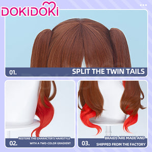 DokiDoki Anime Bocchi the Rock! Cosplay Otsuki Yoyoko Wig Long Curly Brown Red Highlight Hair SIDEROS