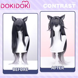 DokiDoki Game Arknights Cosplay Texas the Omertosa Wig Long Straight Black Hair Cellinia Texas