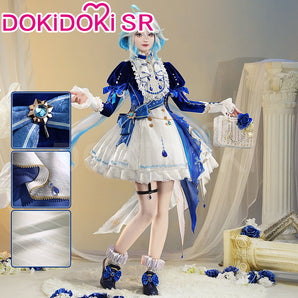 DokiDoki-SR Game Genshin Impact Cosplay Fontaine Furina Costume The Blue Dance Doujin Dress Focalors
