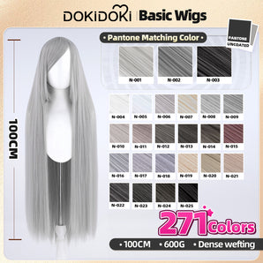 【Ready For Ship】DokiDoki Cosplay Wig Basic Wig Long Straight Black White Silver 100 CM Hair