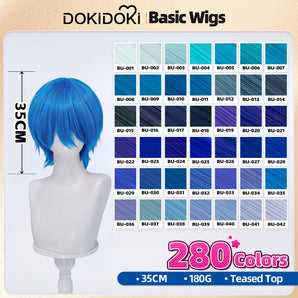 【Partially Ready For Ship】【Blue】【Teased Top】DokiDoki Cosplay Wig Basic Wig Short Straight Blue 35 CM Hair Wig Base