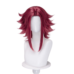 DokiDoki Anime Cosplay Wig Short Layered Flipped Pinkish Red Hair