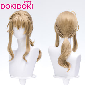 DokiDoki Anime Secrets of the Silent Witch Cosplay Monica Everett Wig Long Light Blonde Braided Hair Low Ponytail The Silent Witch
