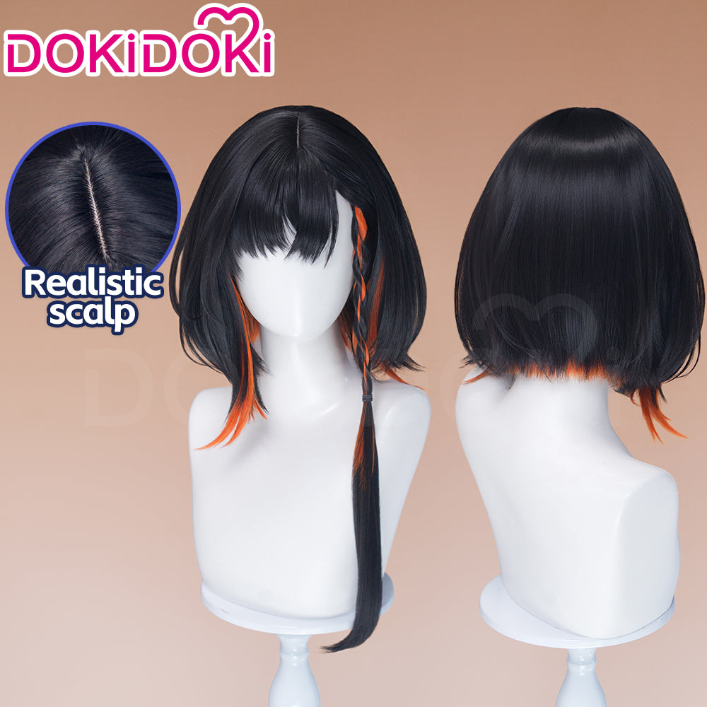 Knight Rider Wig DokiDoki Game Arknights Cosplay Jie Wig Short Straight Black Orange Hi ...