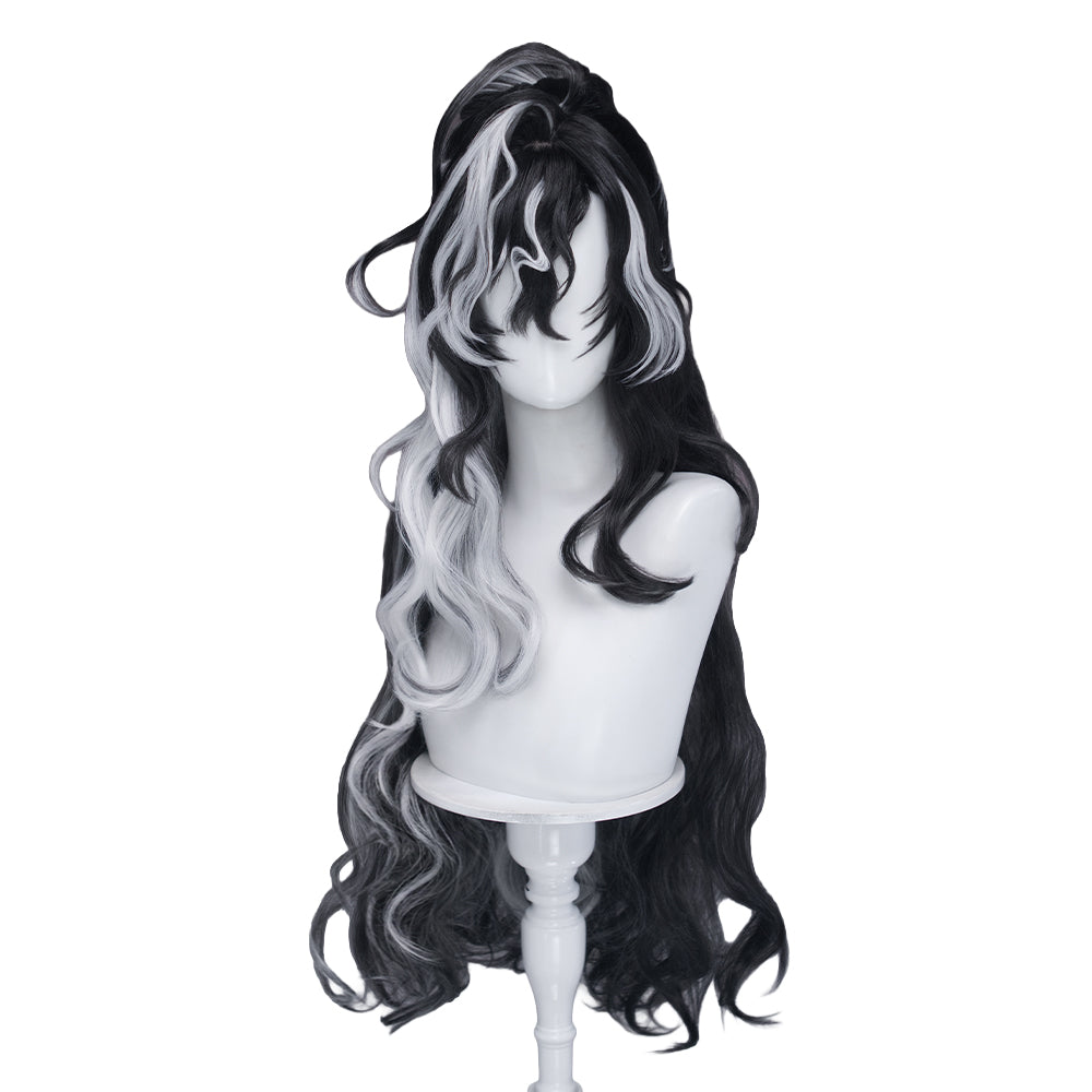 Knight Rider Wig 【100CM】DokiDoki Game Arknights Cosplay Wang Wig Long Curly Black White ...