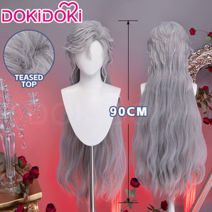 DokiDoki Game Love and Deepspace Cosplay Sylus Wig Long Curly Silver Hair Silverwing Fiend