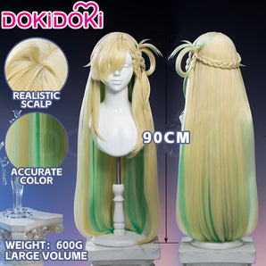 【Ready For Ship】DokiDoki Game Wuthering Waves Cosplay Lynae Wig Long Straight Blonde Green Hightlight Hair