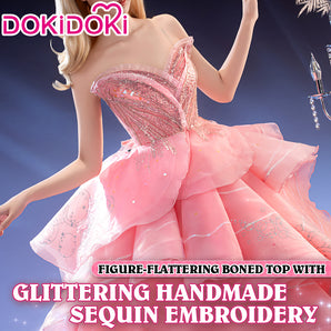 【Size S-3XL】DokiDoki Movie Cosplay Costume Pink Bubble Dress