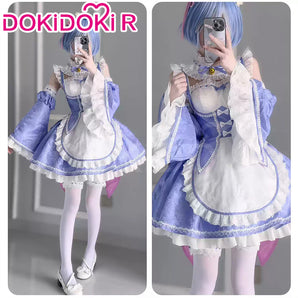【In Stock】Cute Blue White Maid Cosplay R Costume DokiDoki