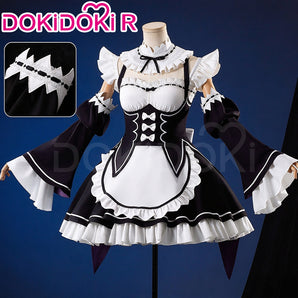 Maid Cosplay R Black White Dress Costume Petticoat Size XS-XL DokiDoki