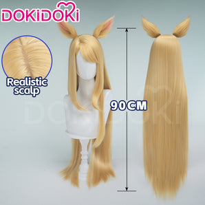 Pop Girl Cosplay Wig Long Straight Blonde Hair Detachable Ears DokiDoki