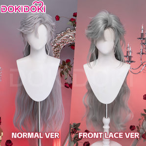 【Small Area Front Lace】DokiDoki Game Love and Deepspace Cosplay Sylus Wig Long Curly Silver Hair Silverwing Fiend
