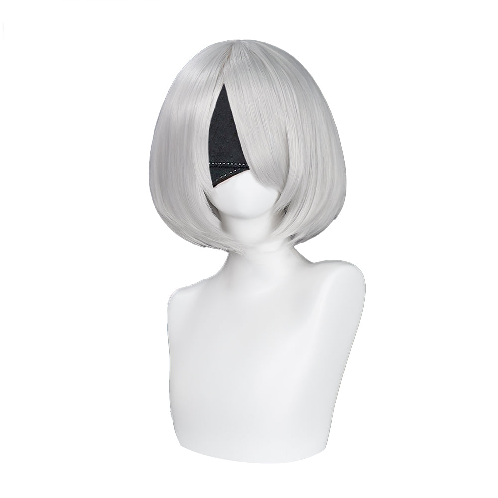 Uwowo Nier: Automata 2B Cosplay Wig 30cm Milky white Short Hair