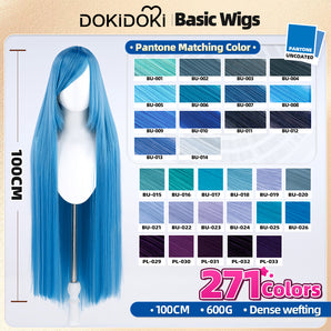 【Ready For Ship】【Blue】DokiDoki Cosplay Wig Basic Wig Long Straight Blue 100 CM Hair
