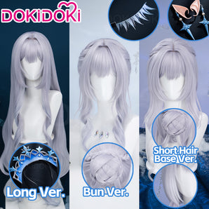 【Partially Ready For Ship】DokiDoki Game Genshin Impact Cosplay Tsaritsa Wig / Crown / Elf Ears / Earrings / False Eyelashes Long Curly Silver Hair Kokoshnik Anastasya Feodorovna Snezhnaya Sudden Snow