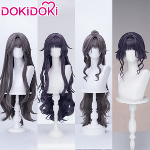 【Ready For Ship】DokiDoki Anime The Fragrant Flower Blooms with Dignity Cosplay Waguri Kaoruko Wig Long Blackish Purple Hair Ponytail