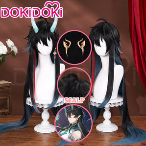 【US LOCAL SHIPPING 】DokiDoki Game Honkai: Star Rail Cosplay Dan Heng Imbibitor Lunae Wig Danheng Long Black Green