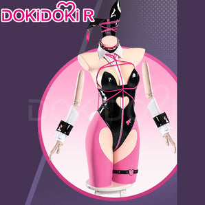 【Partially Ready For Ship】DokiDoki-R Game Cosplay Costume Sexy Bunny Girl Long Pink Hair