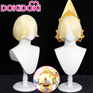 【Ready For Ship】DokiDoki Game Cookie Run: Kingdom Cosplay Gingerbread Man  Cosplay Wig Pure Vanilla Cookie Wig Short Yellow