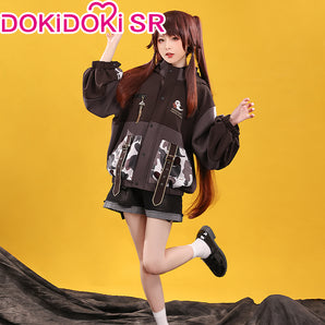 【S/M Ready For Ship】DokiDoki-SR Game Genshin Impact Hutao Cosplay Costume Doujin Coat Hu Tao Casual Wear Halloween