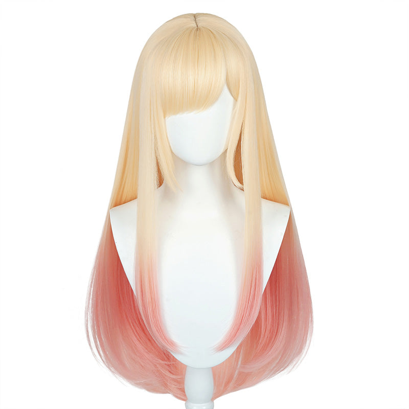 DokiDoki Anime Cosplay Women Wig / Ear Clip / Tattoo Sticker Long Golden Pink Gradient Silver Purple Hair Bunny Girl
